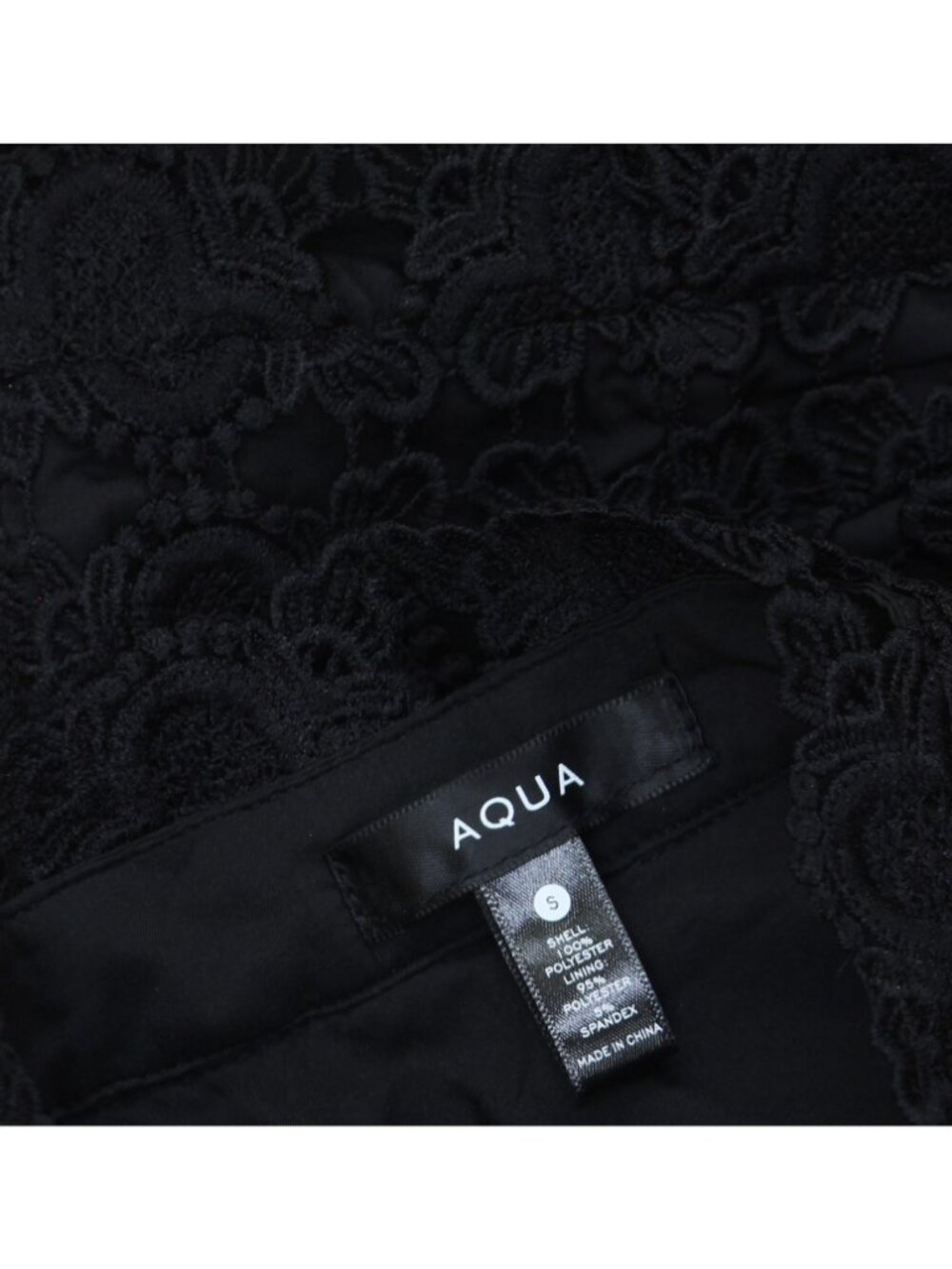 NWT Aqua Womens Floral Lace Mock Neck Mini Dress IDM11073 Black S - Picture 4 of 9